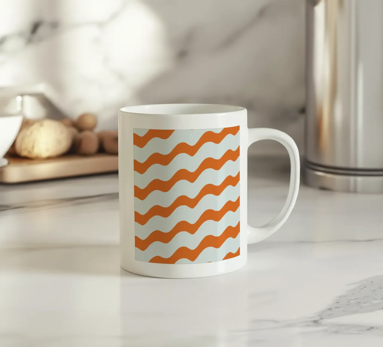 Waves pattern 16 ceramic mug by Little Dean
