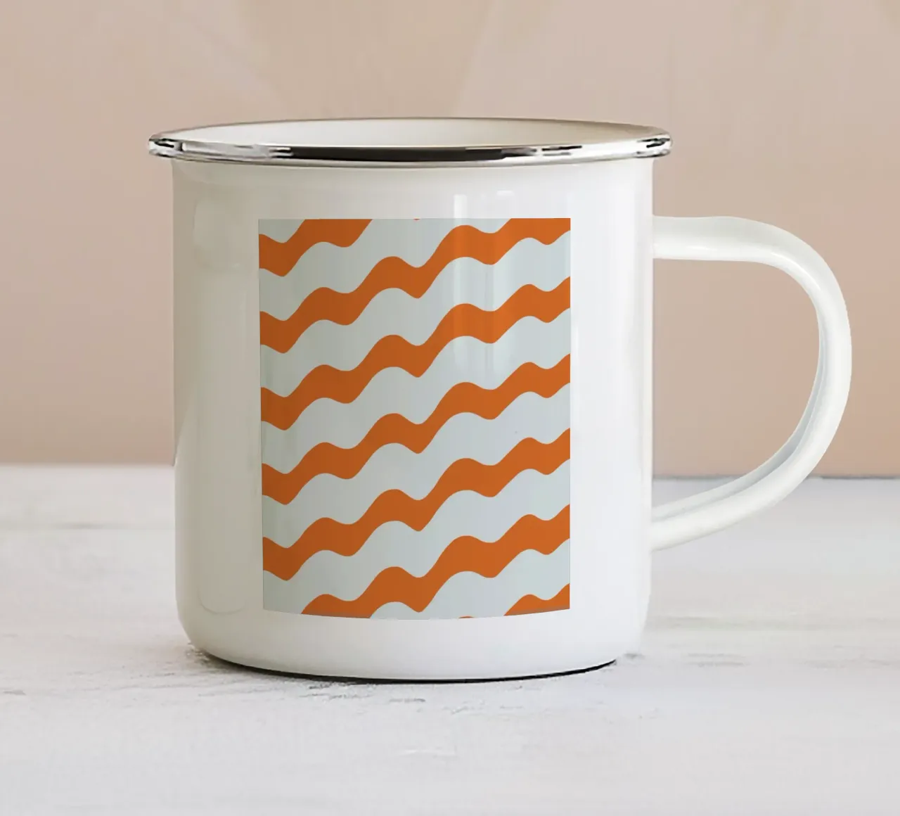 Waves pattern 16 enamel mug by Little Dean
