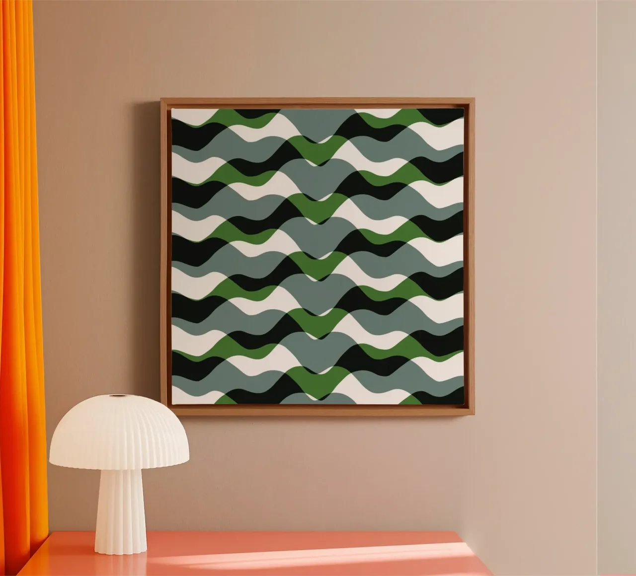 Waves pattern 20 canvas with Floater frame by Little Dean