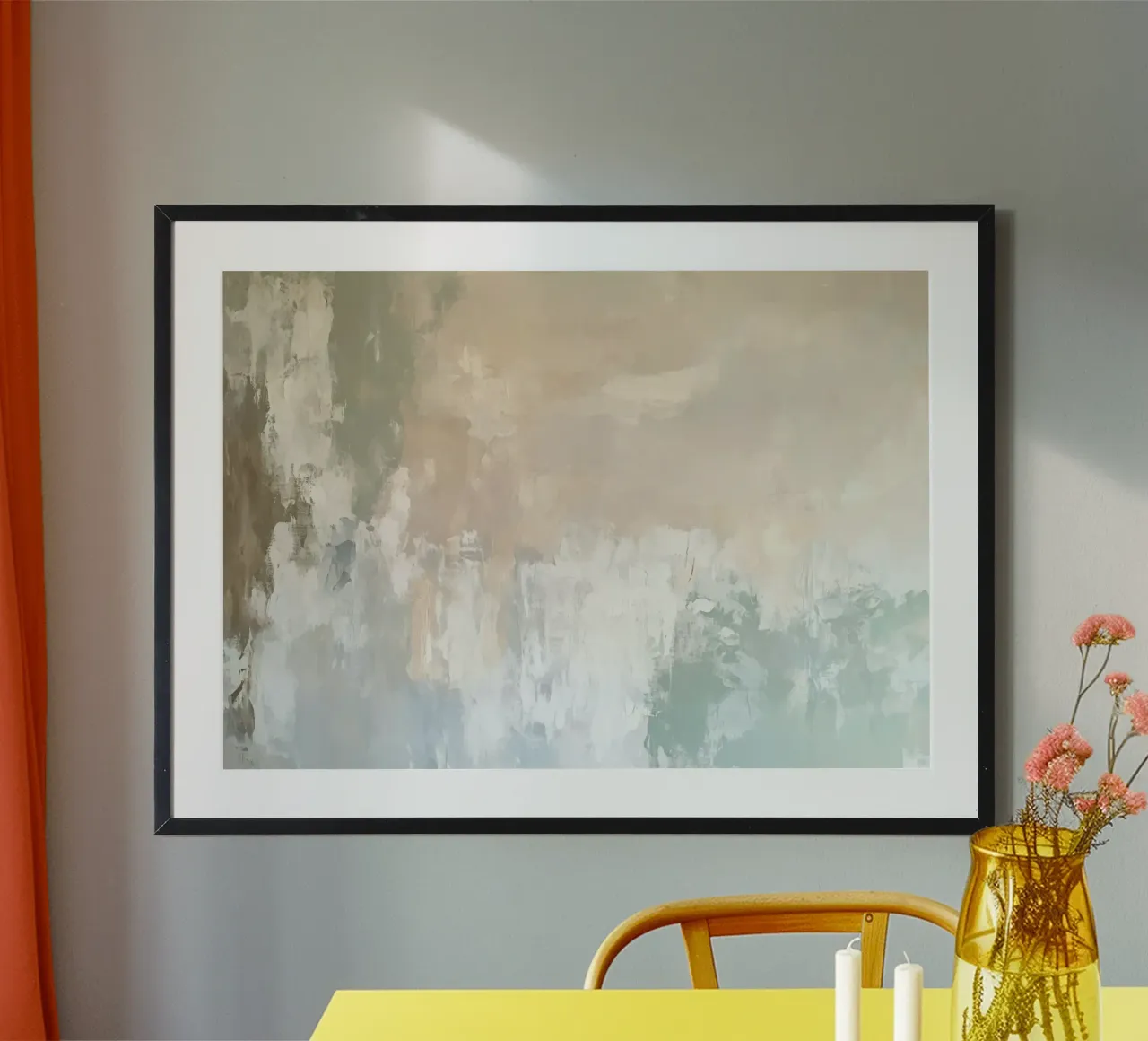 Morbido beige-bianco - calma astratta poster con telaio in alluminio da Euphoria Theresa