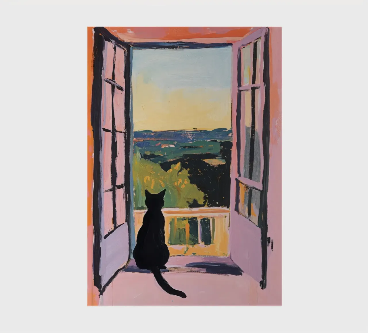 Minimalist cat in the window - Matisse style notebook by Euphoria Theresa