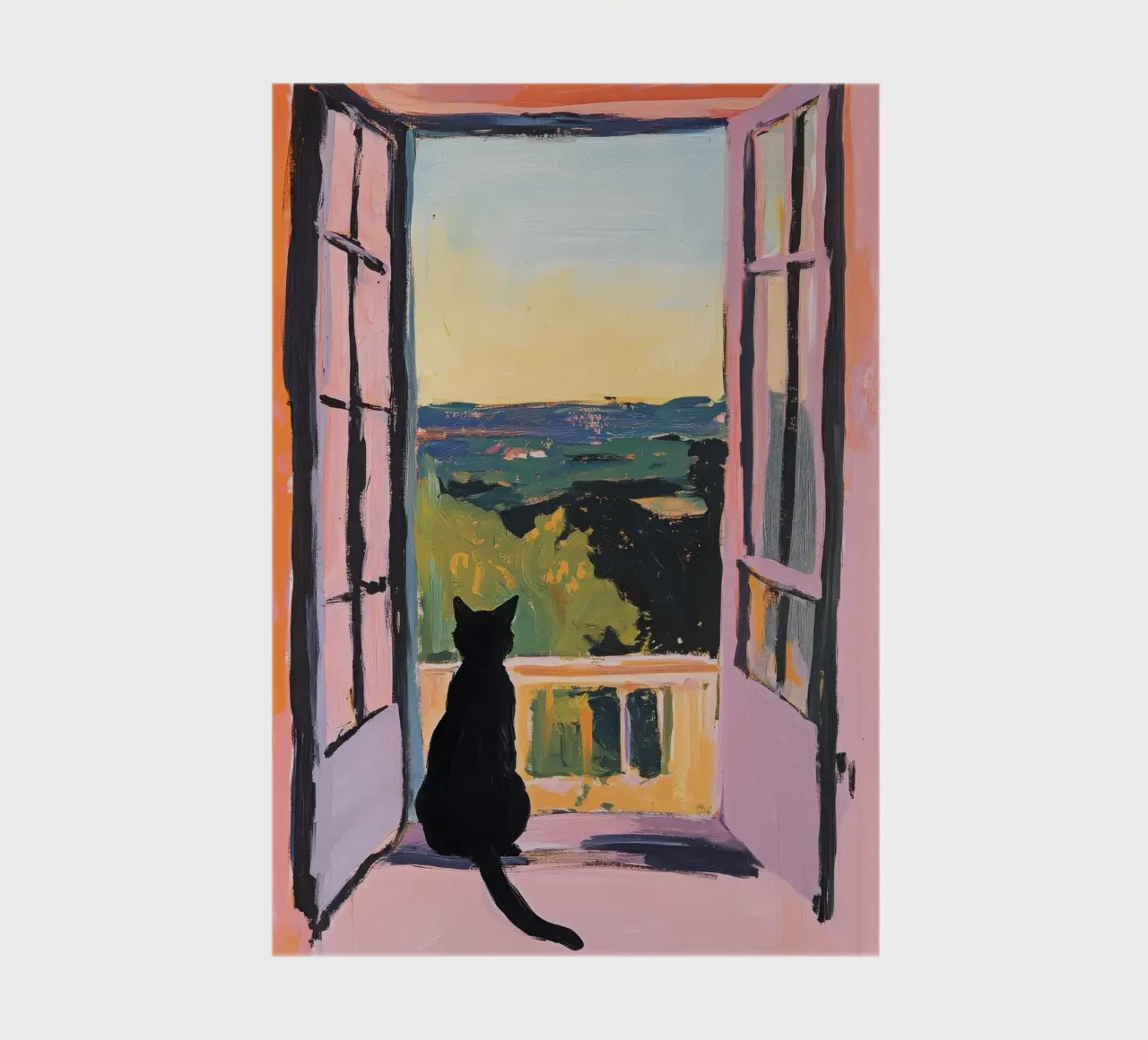 Minimalist cat in the window - Matisse style notebook by Euphoria Theresa