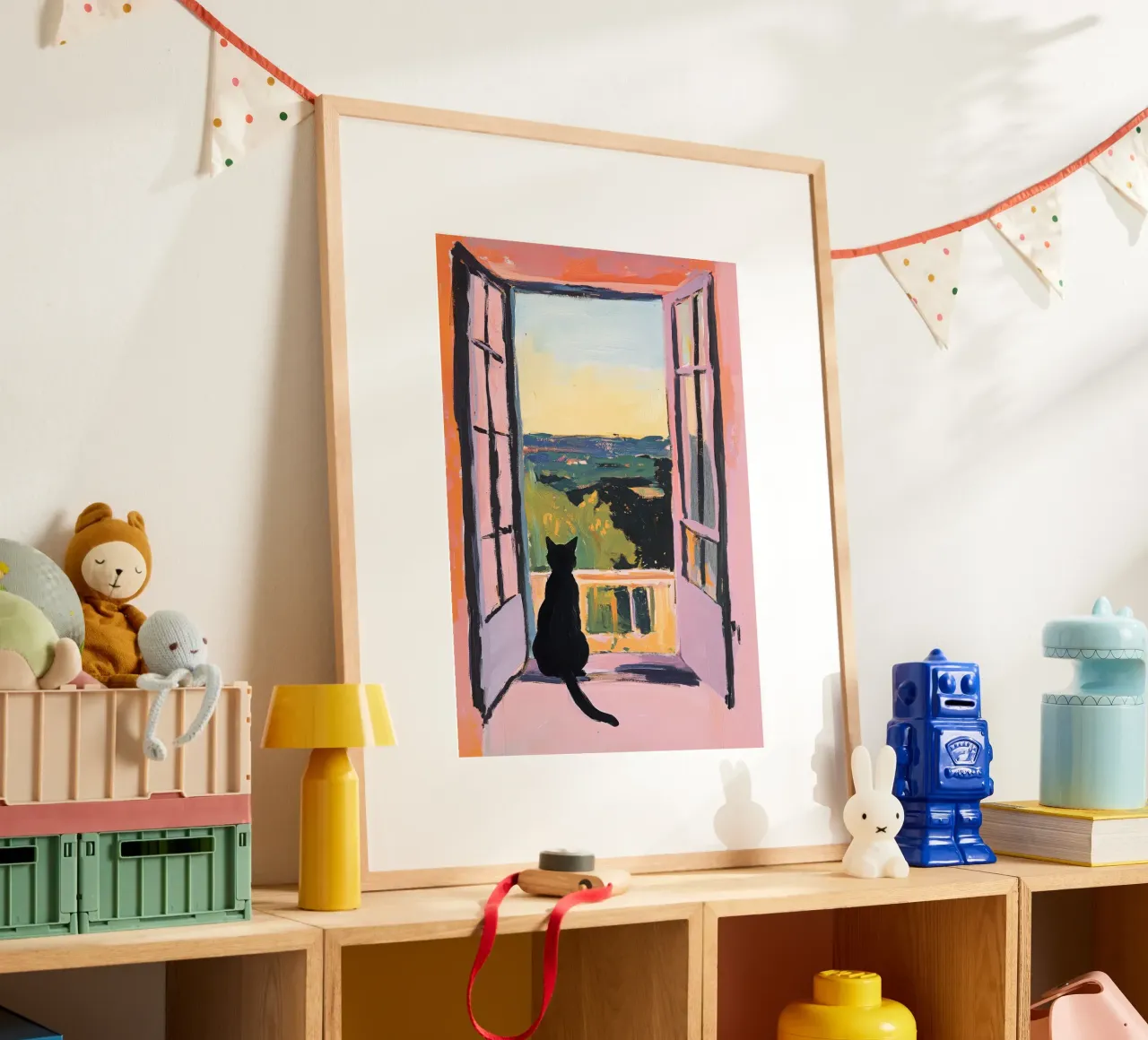 Minimalist cat in the window - Matisse style poster by Euphoria Theresa