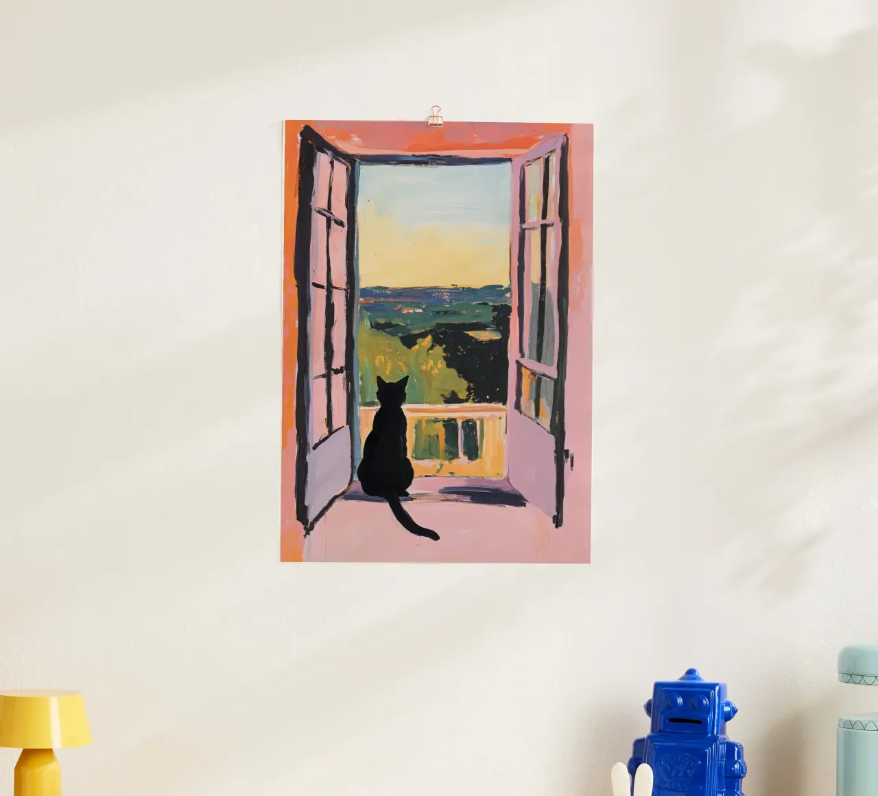 Minimalist cat in the window - Matisse style poster by Euphoria Theresa