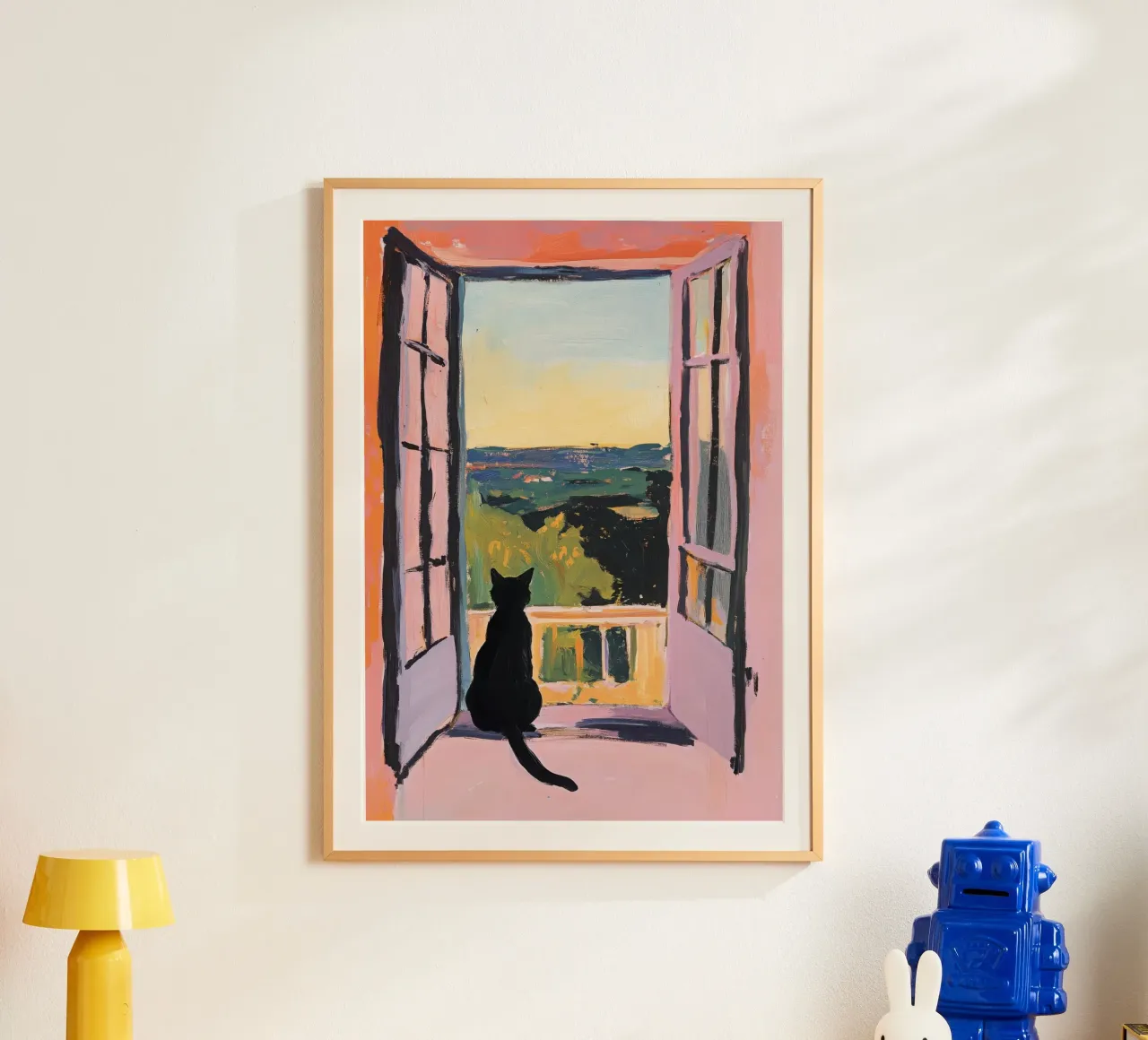 Minimalist cat in the window - Matisse style poster by Euphoria Theresa