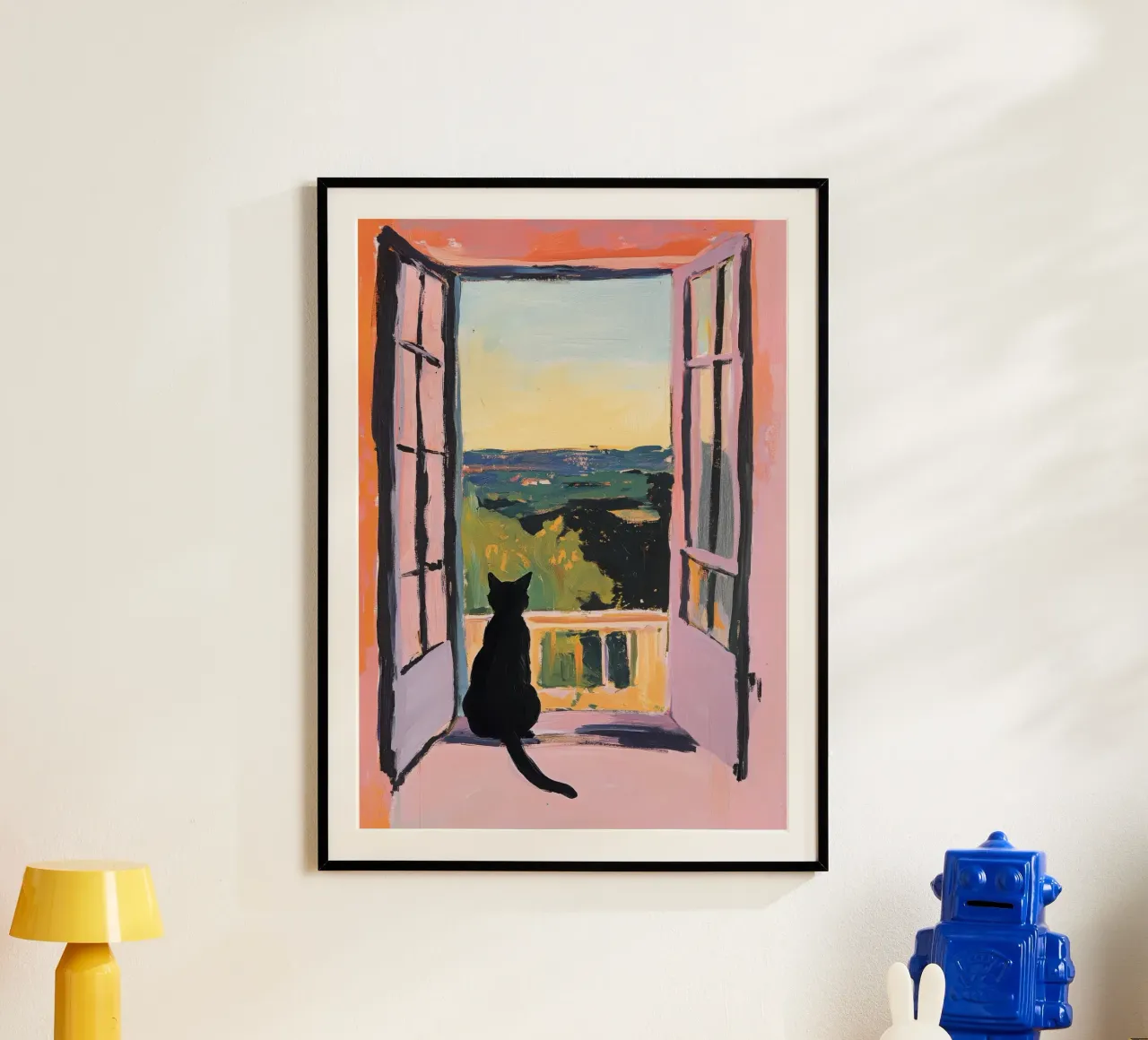 Minimalist cat in the window - Matisse style poster by Euphoria Theresa