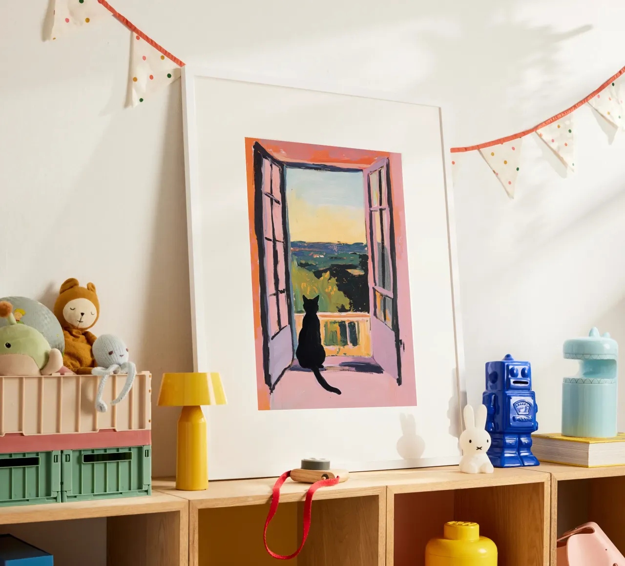 Minimalist cat in the window - Matisse style poster by Euphoria Theresa