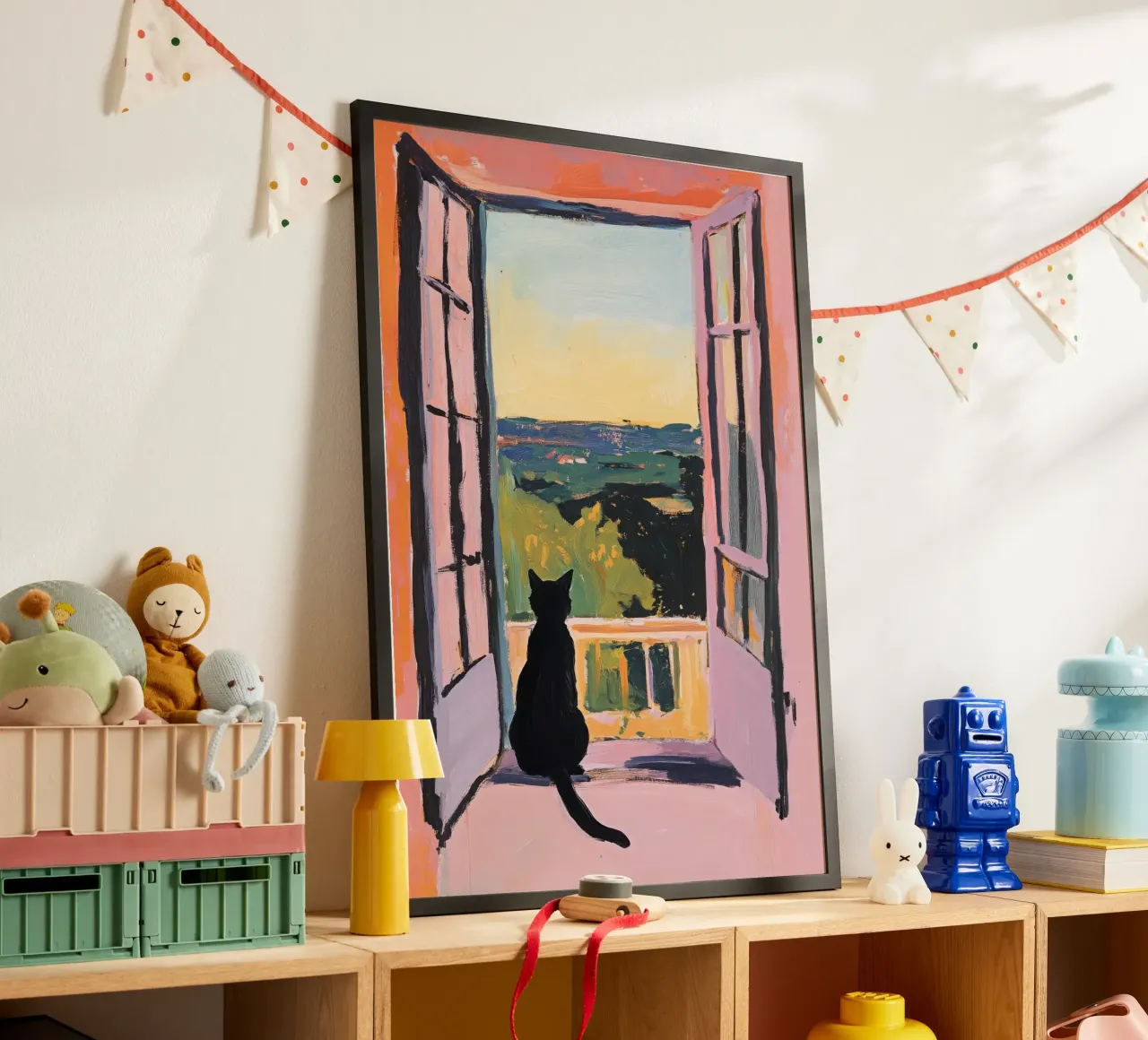 Minimalist cat in the window - Matisse style poster by Euphoria Theresa