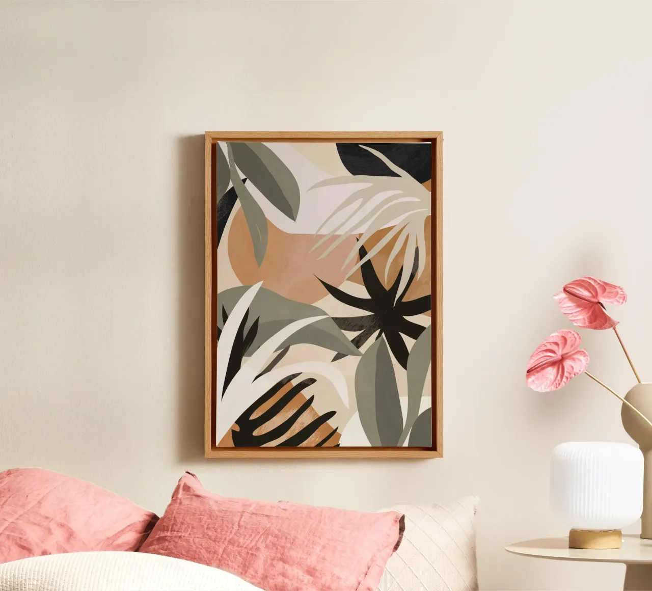 Abstrakte Kunst Dschungel 3 Leinwand mit Schattenfugenrahmen von ThingDesign