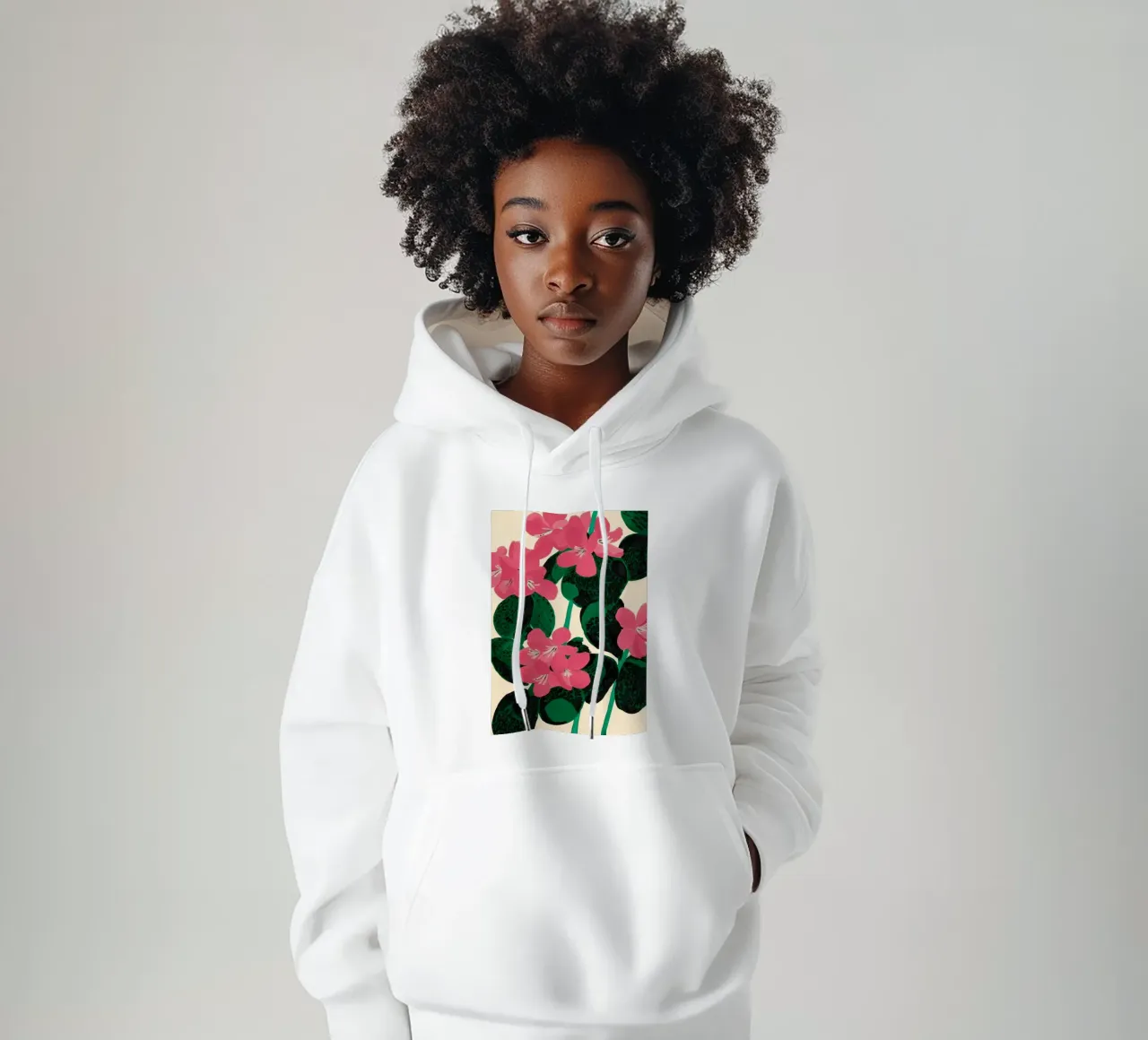 Azalea Blossoms with Jade Leaves felpa con cappuccio da Flow Line