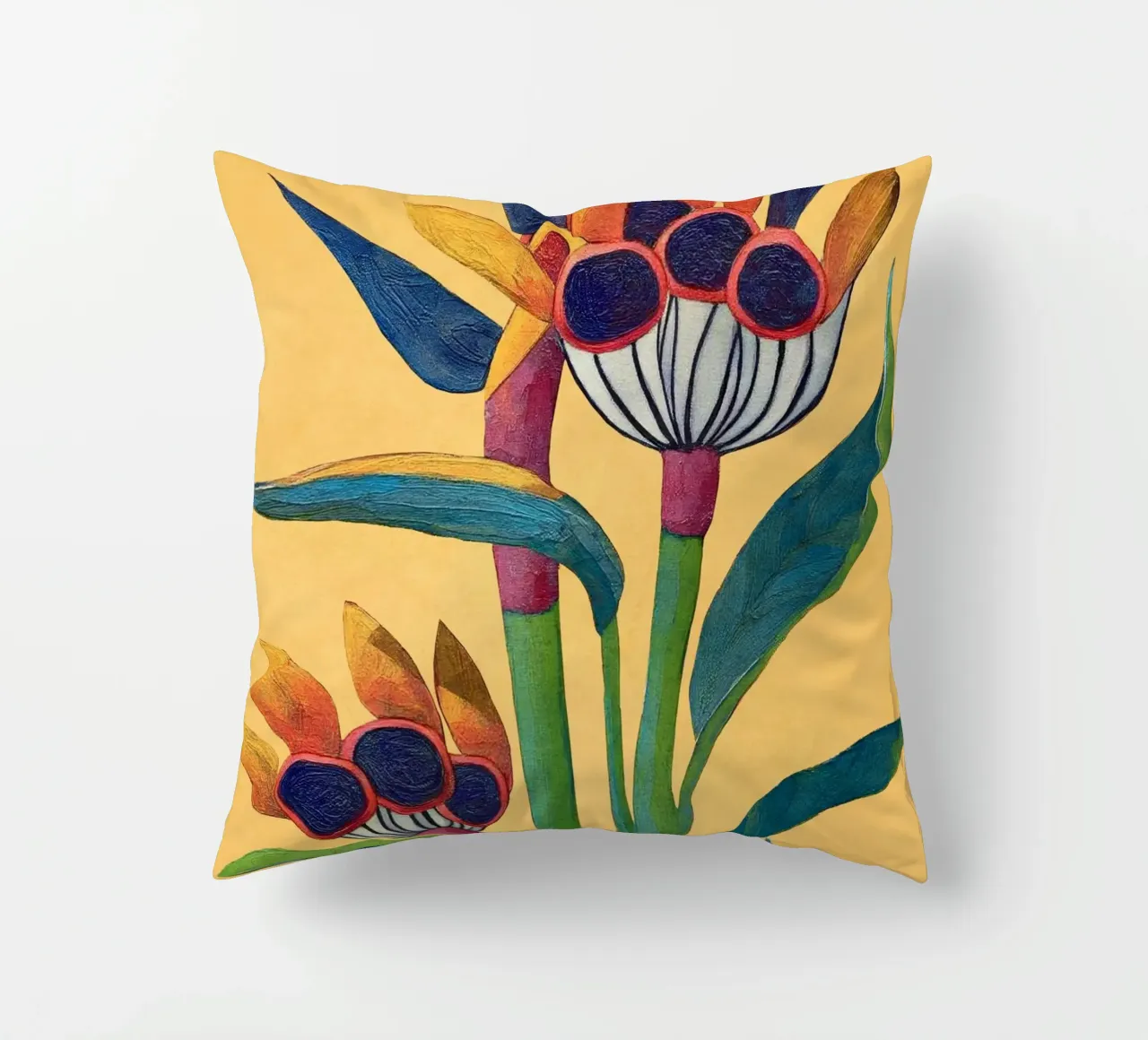 Bird of Paradise in Tropical Bloom cuscino da Flow Line