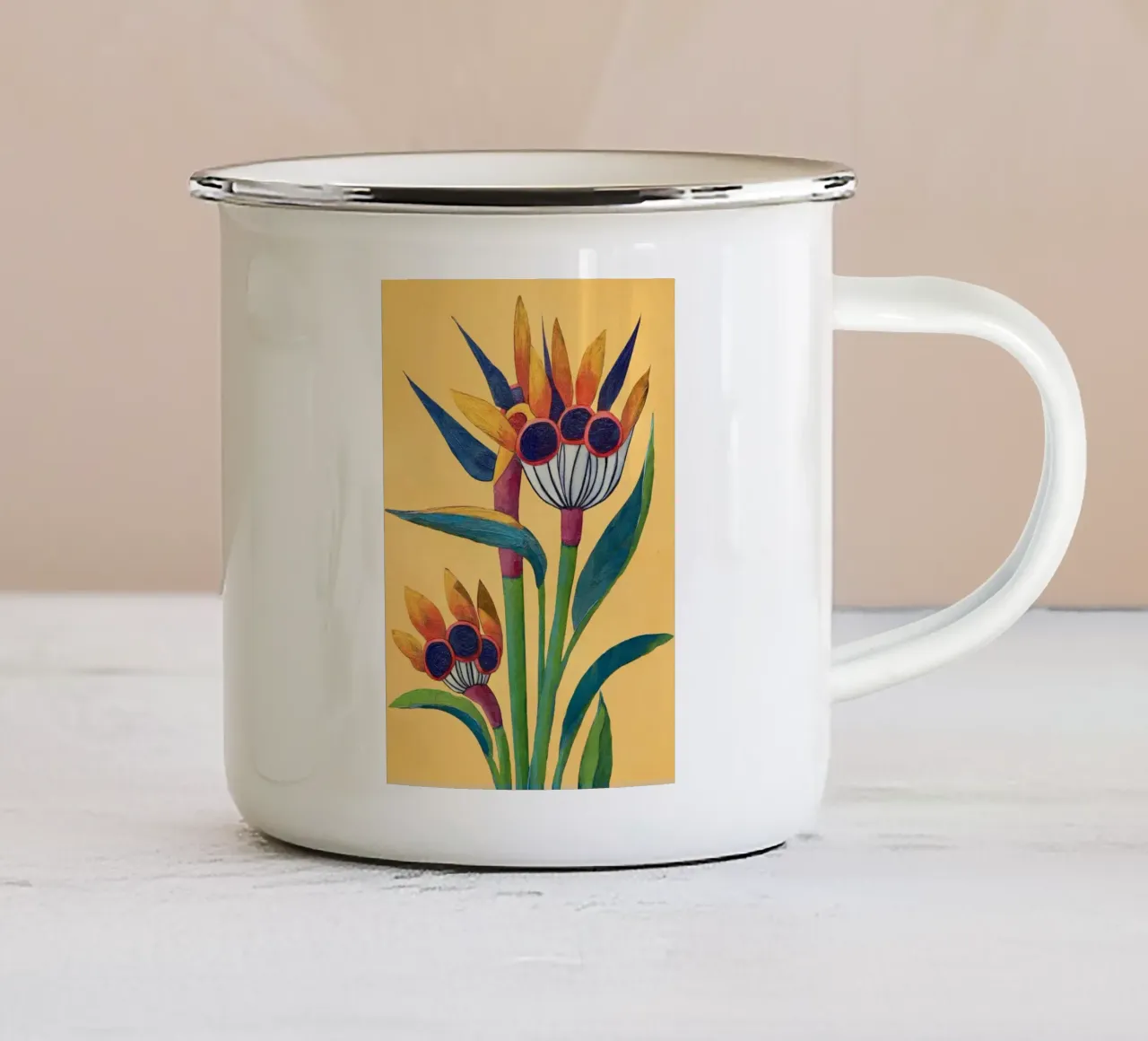 Bird of Paradise in Tropical Bloom tazza in smalto da Flow Line