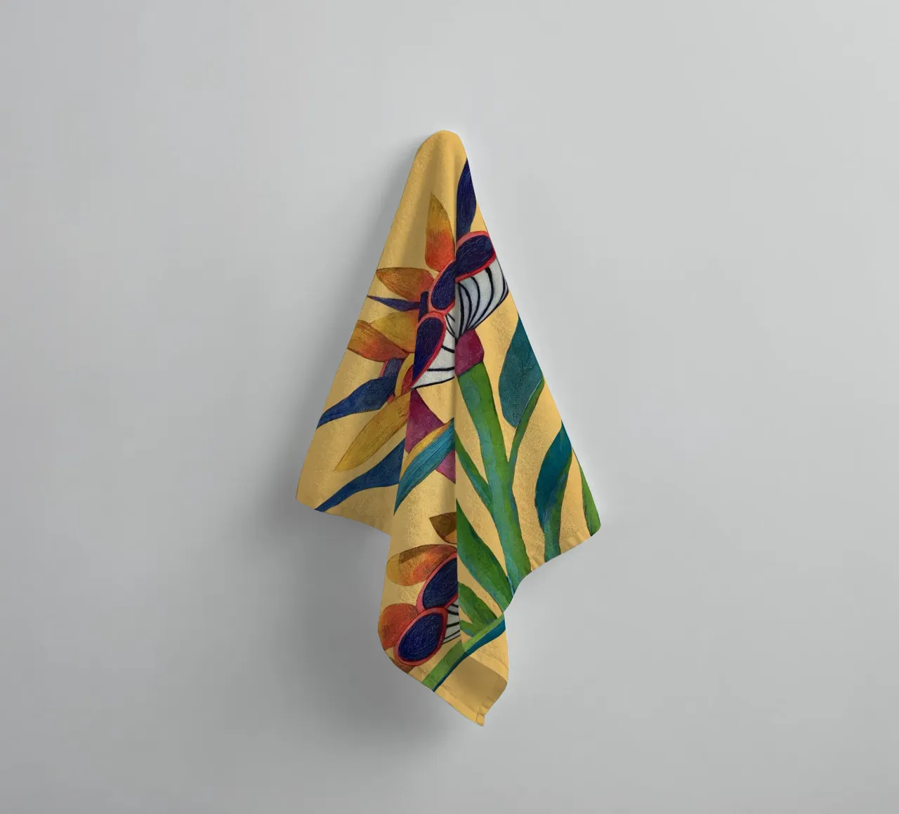 Bird of Paradise in Tropical Bloom towel by Flow Line