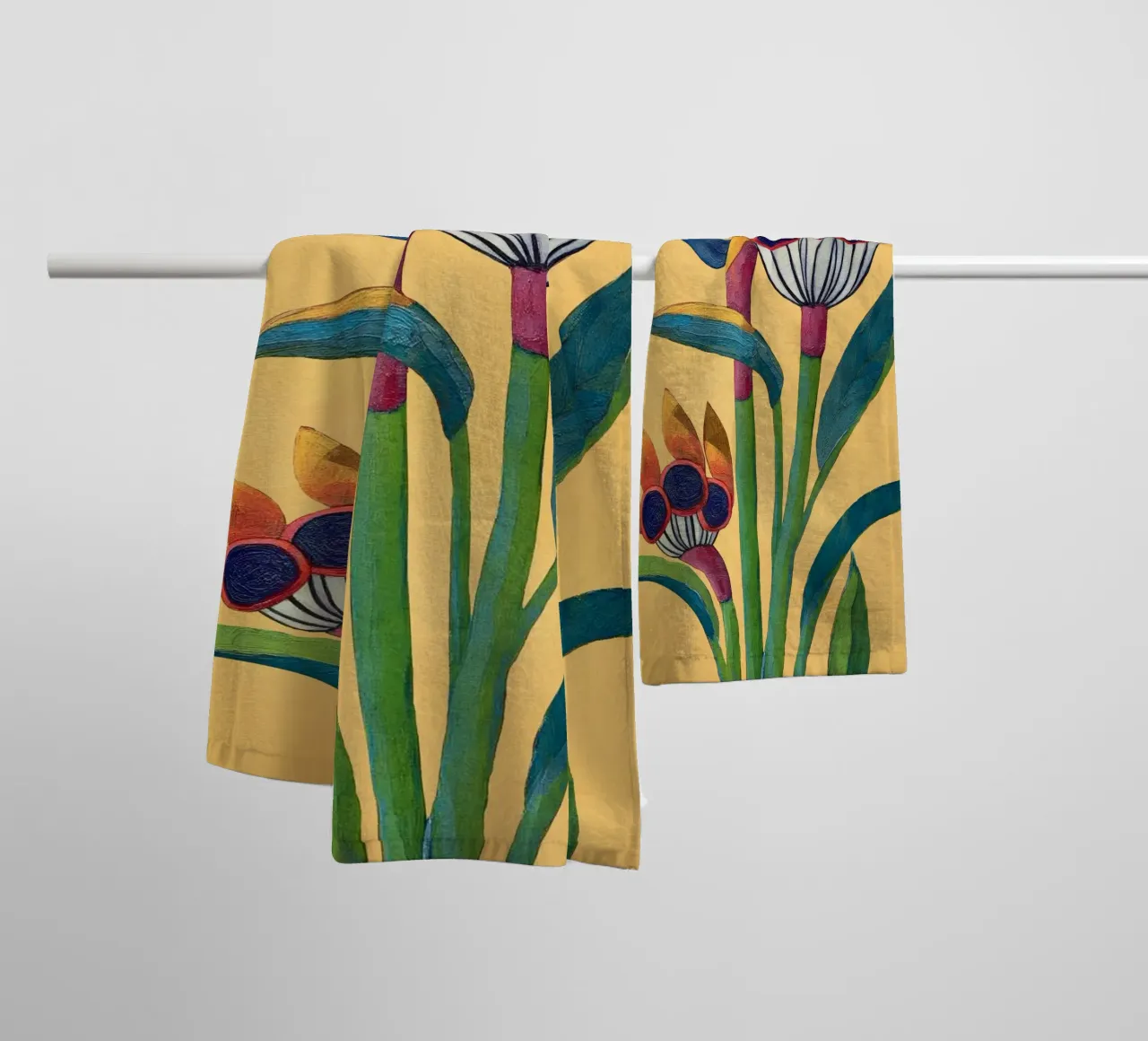 Bird of Paradise in Tropical Bloom towel by Flow Line
