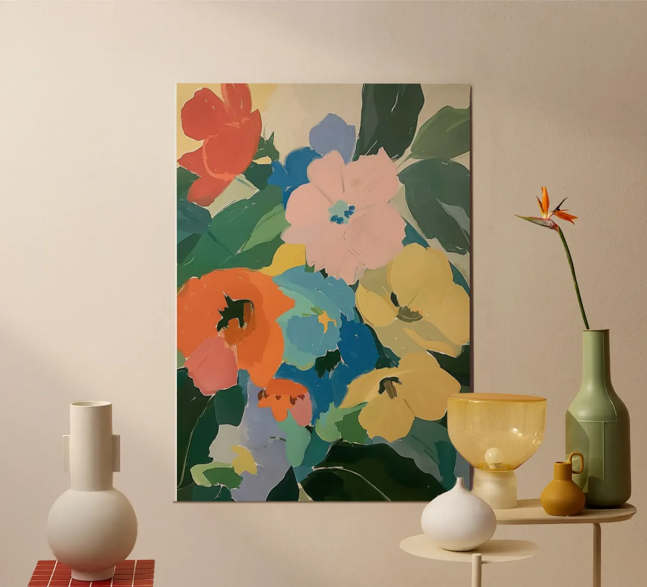 Fiori di ispirazione matissiana - Grandi forme colorate poster con telaio in plastica da Euphoria Theresa