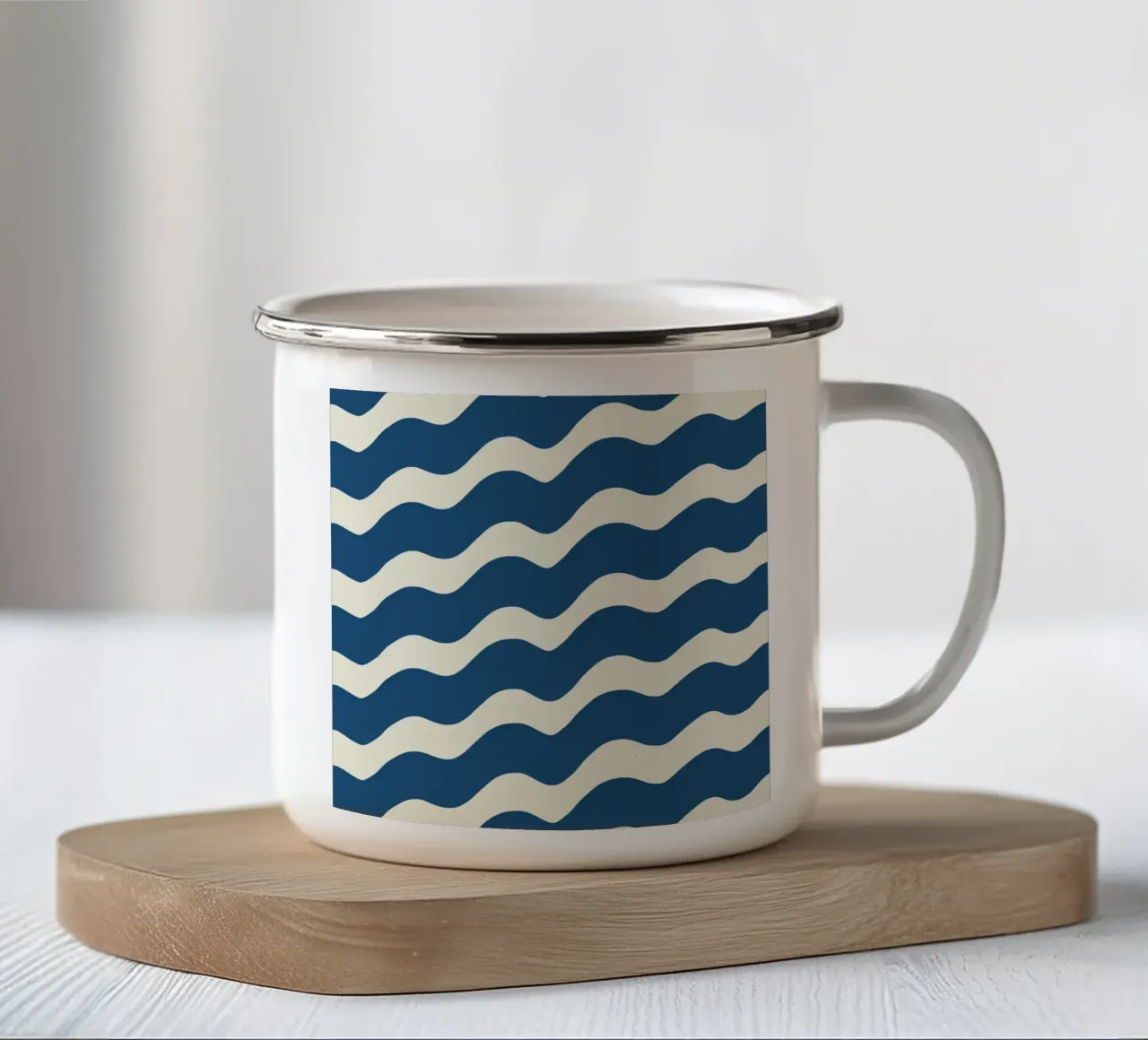 Waves pattern 21 enamel mug by Little Dean