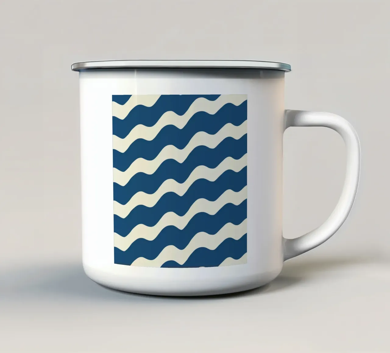 Waves pattern 21 enamel mug by Little Dean