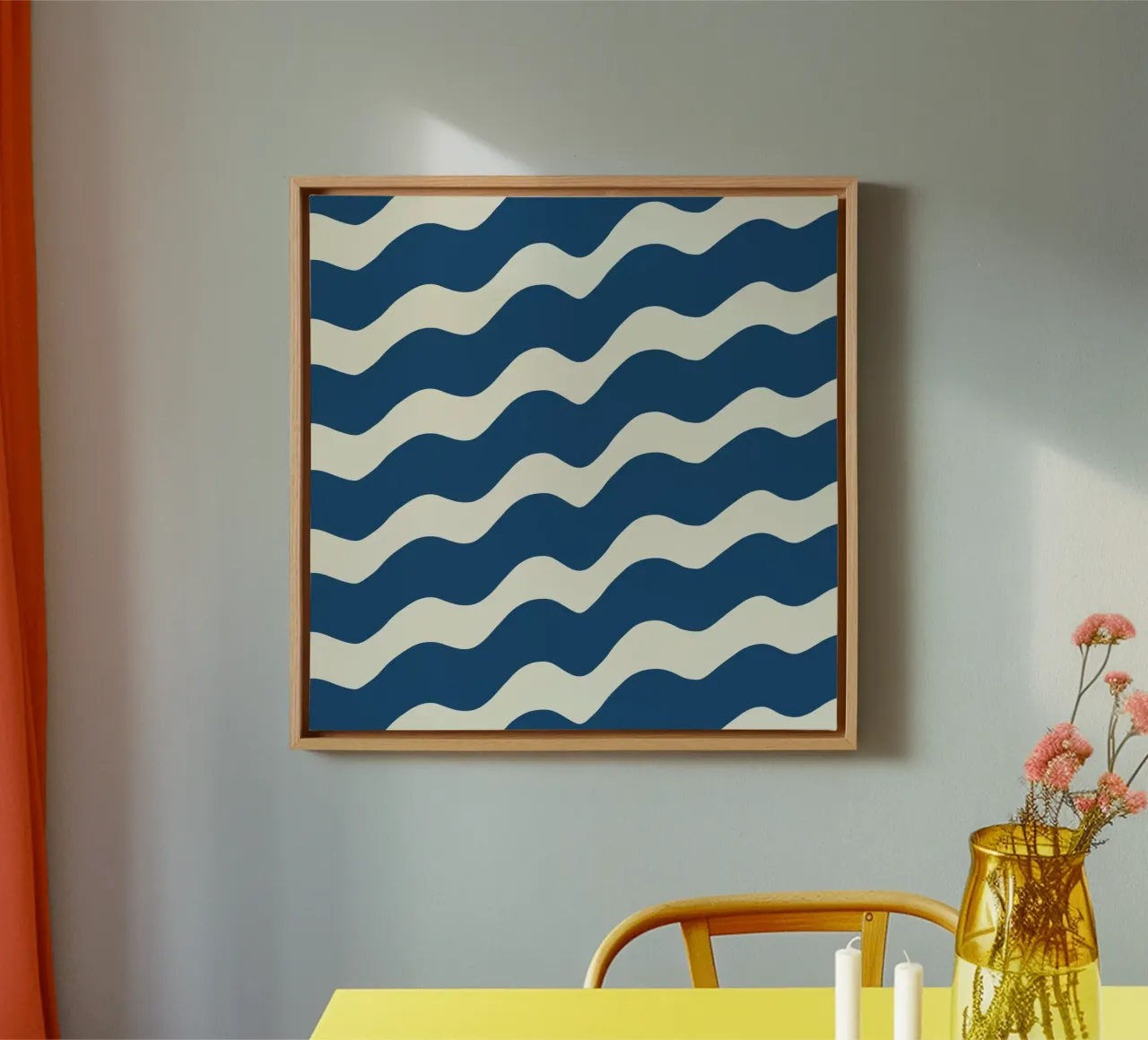 Waves pattern 21 canvas with Floater frame by Little Dean