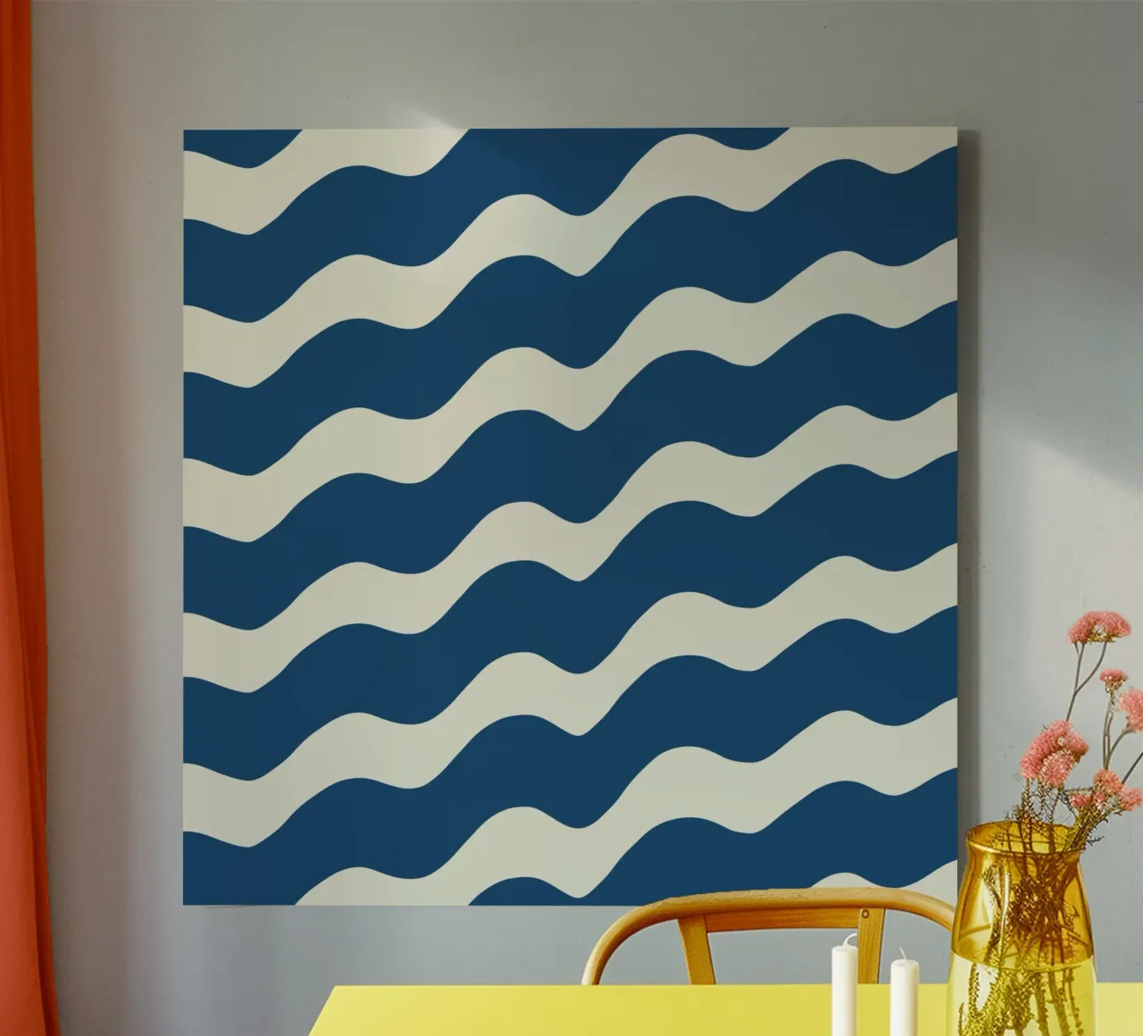 Waves pattern 21 canvas with Floater frame by Little Dean