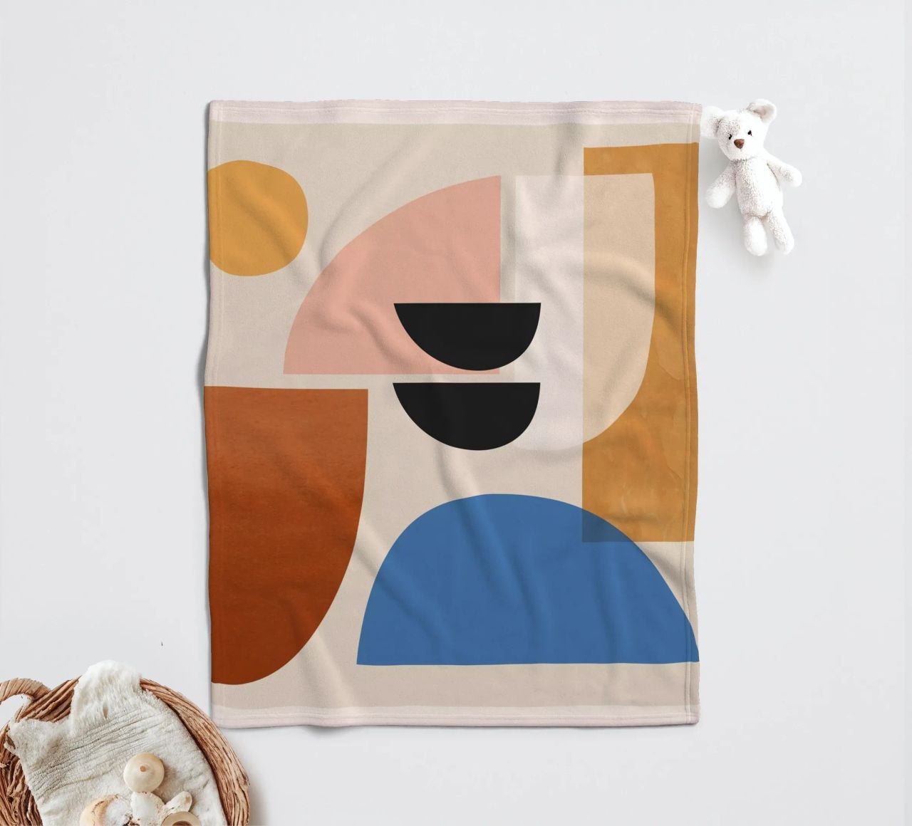 Abstract Minimal Shapes 52 fleece blanket by ThingDesign