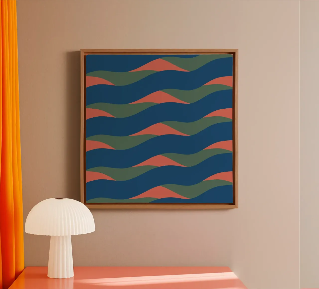 Waves pattern 24 canvas with Floater frame by Little Dean