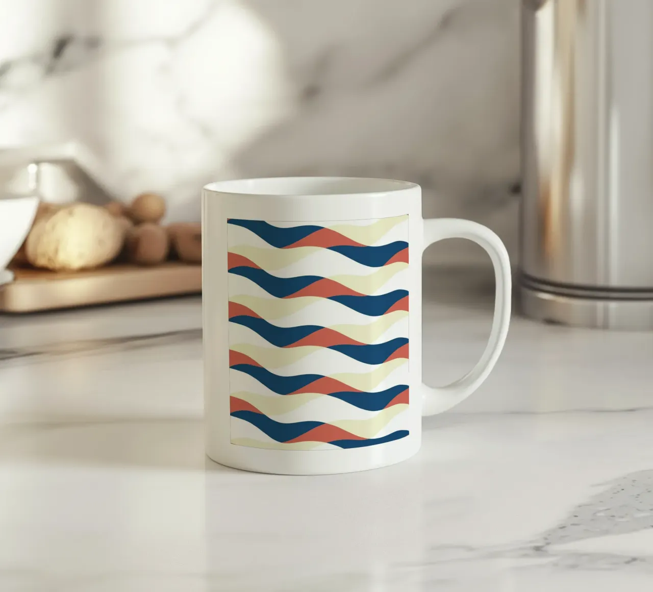 Waves pattern 25 ceramic mug by Little Dean