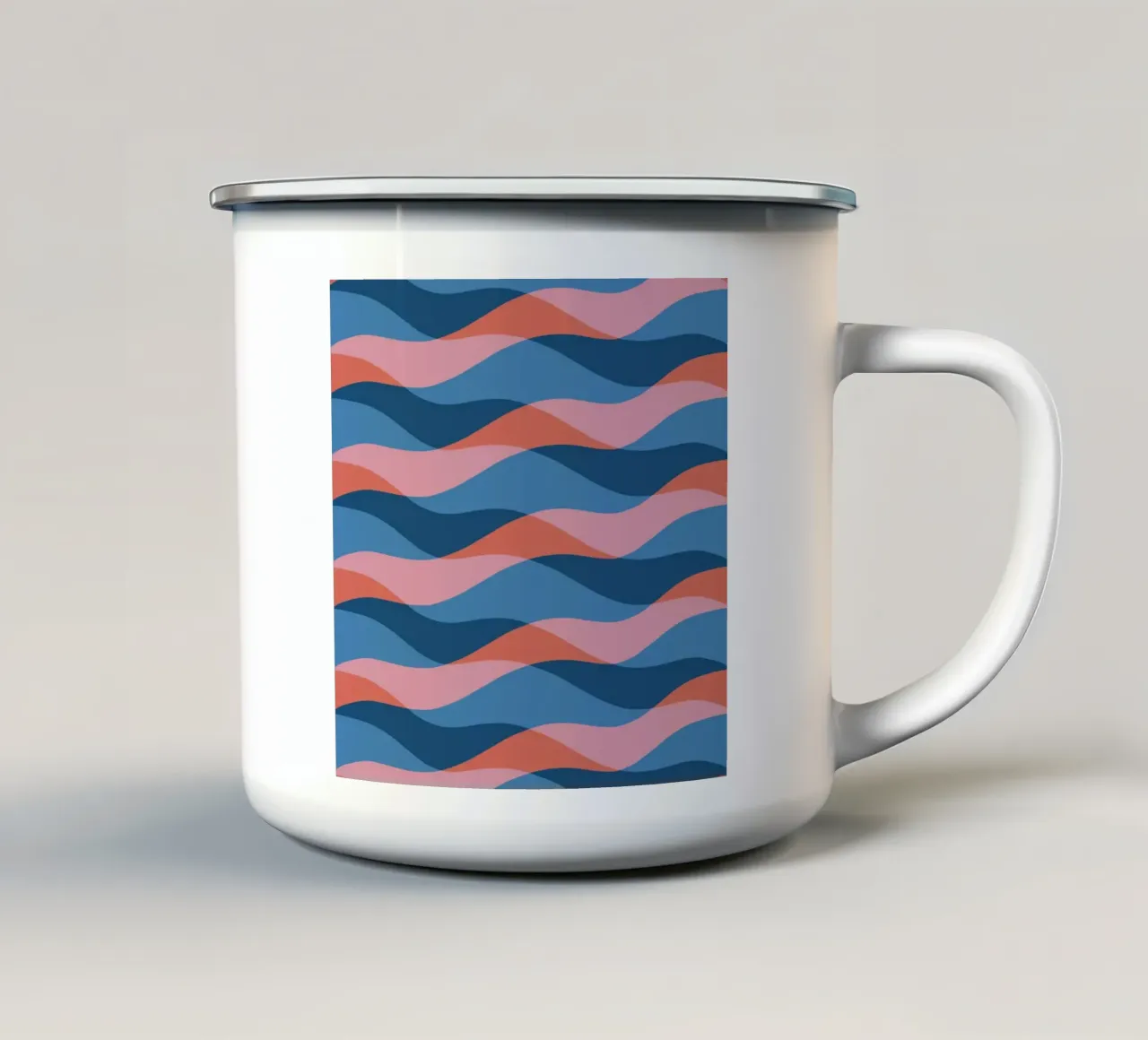 Waves pattern 26 enamel mug by Little Dean