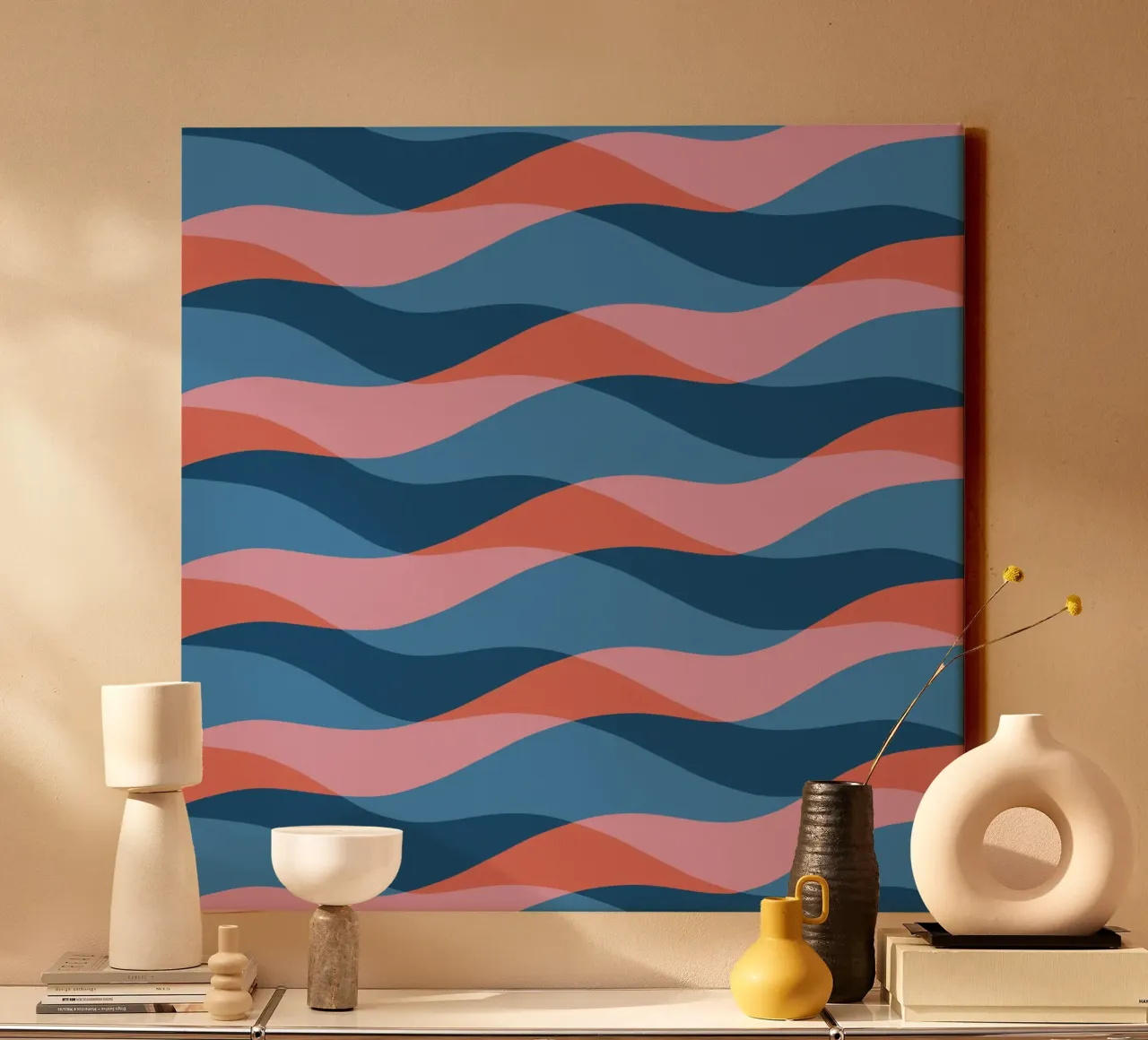 Waves pattern 26 canvas with Floater frame by Little Dean