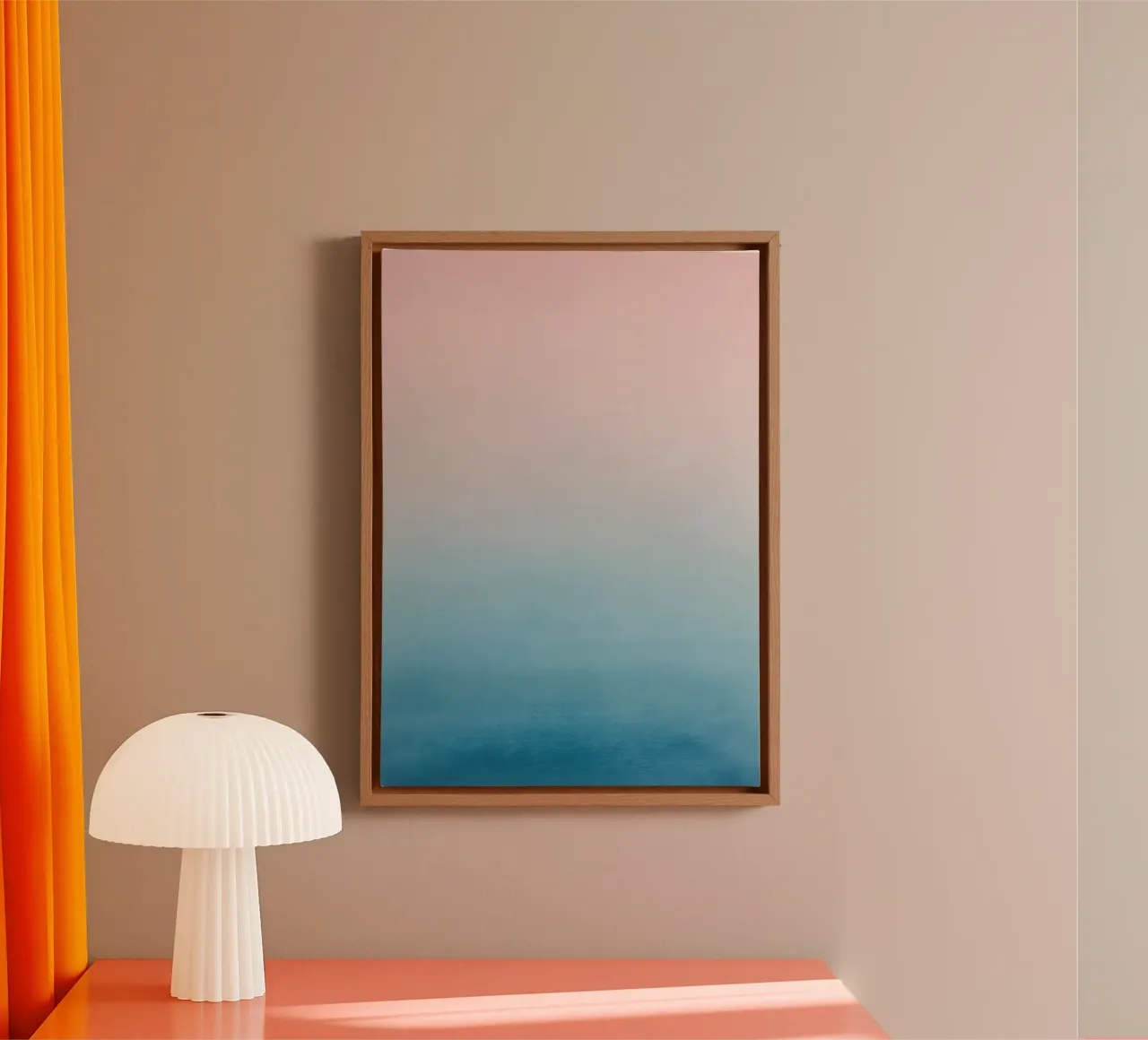 Gradiente di colori pastello - Mare calmo all'alba tela con Cornice a cassetta da Euphoria Theresa