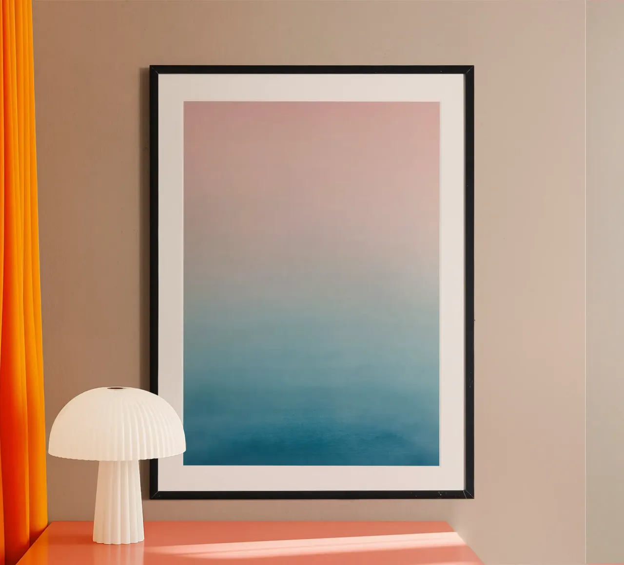 Gradiente di colori pastello - Mare calmo all'alba poster con telaio in plastica da Euphoria Theresa