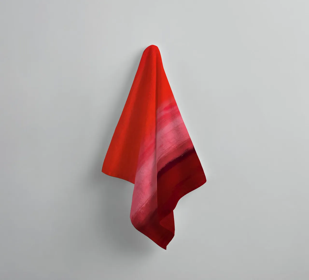 Retro minimalisme - rode lucht met penseelstreken badhanddoek van Euphoria Theresa