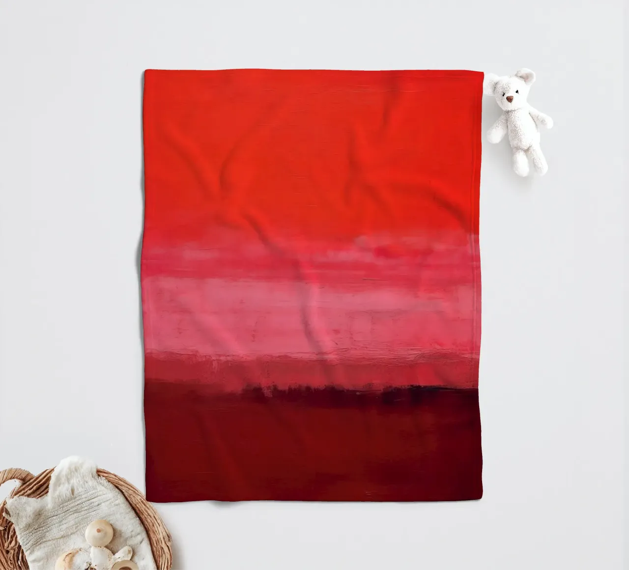 Minimalismo retrò - cielo rosso con pennellate coperta in pile da Euphoria Theresa