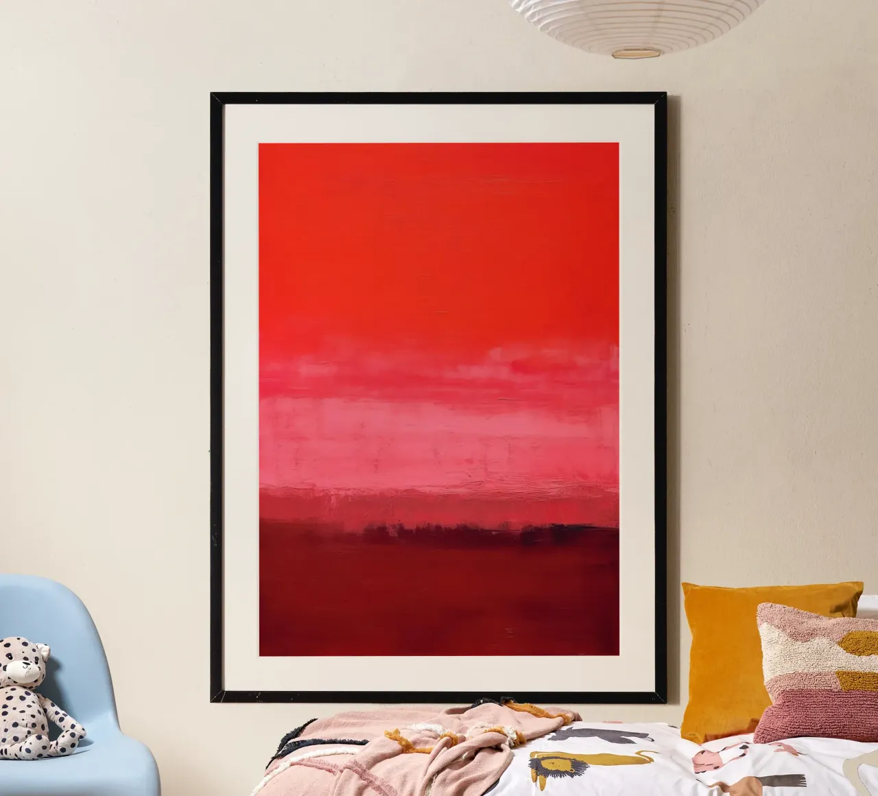 Minimalismo retrò - cielo rosso con pennellate poster da Euphoria Theresa