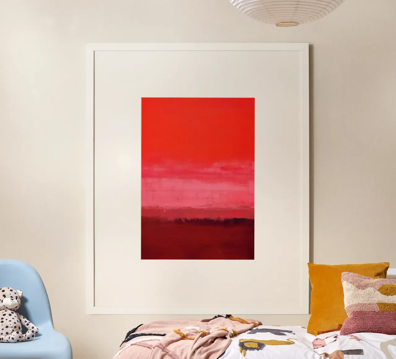 Minimalismo retrò - cielo rosso con pennellate poster da Euphoria Theresa