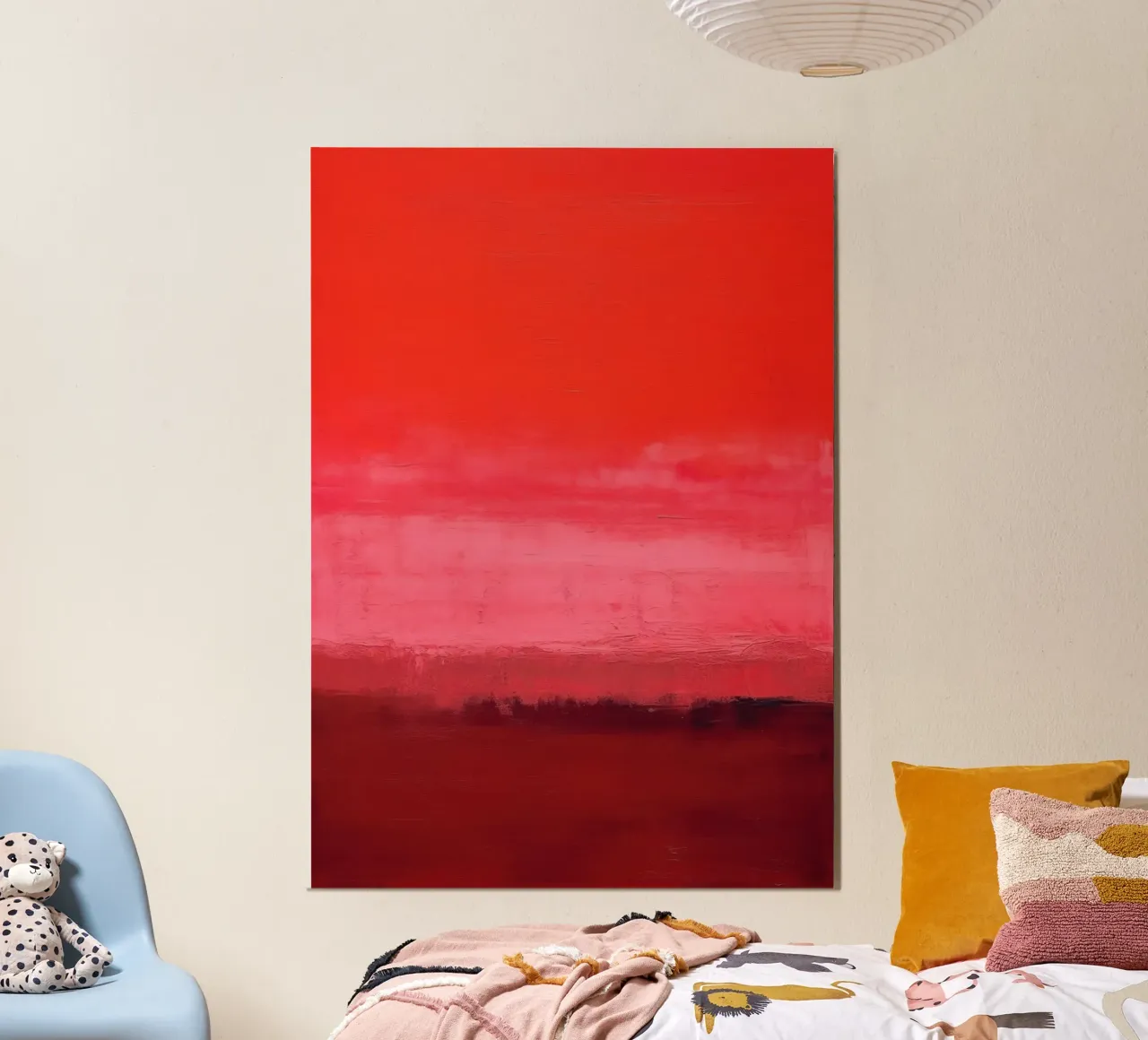 Minimalismo retrò - cielo rosso con pennellate poster da Euphoria Theresa