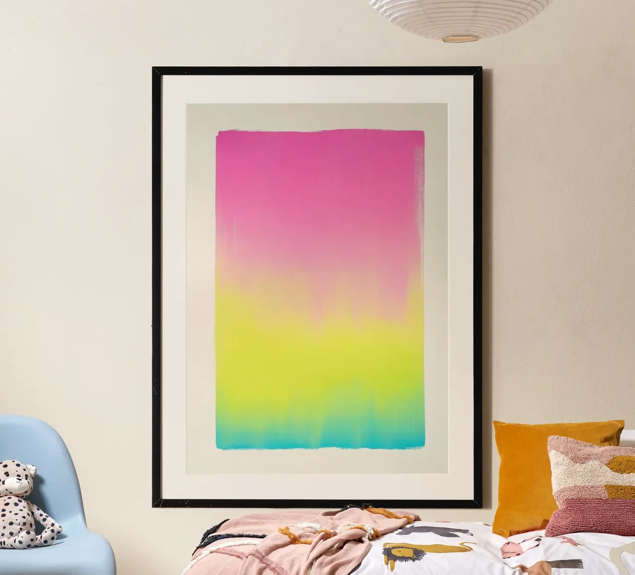 Gradiente di colori al neon - cielo al crepuscolo poster con telaio in alluminio da Euphoria Theresa