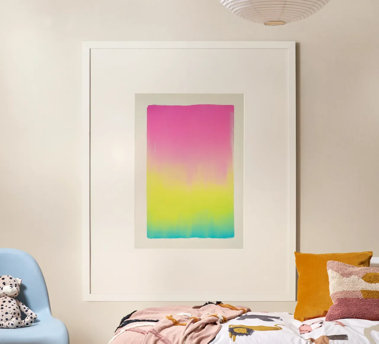 Gradiente di colori al neon - cielo al crepuscolo poster con telaio in alluminio da Euphoria Theresa