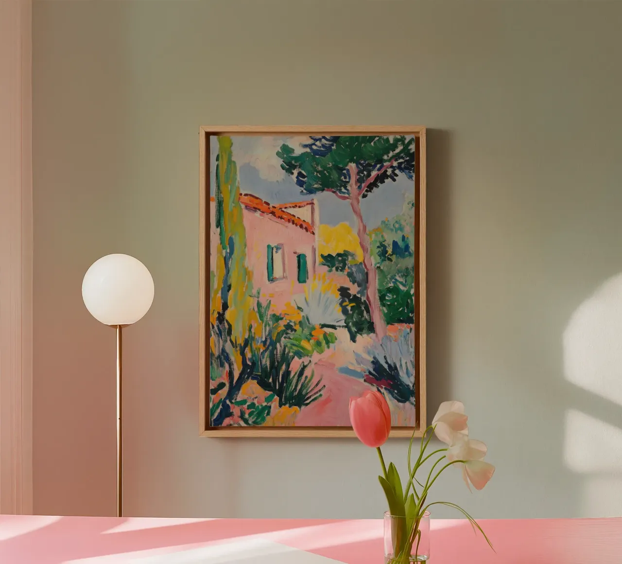 Roze Huis Zuid-Frankrijk canvas van Euphoria Theresa