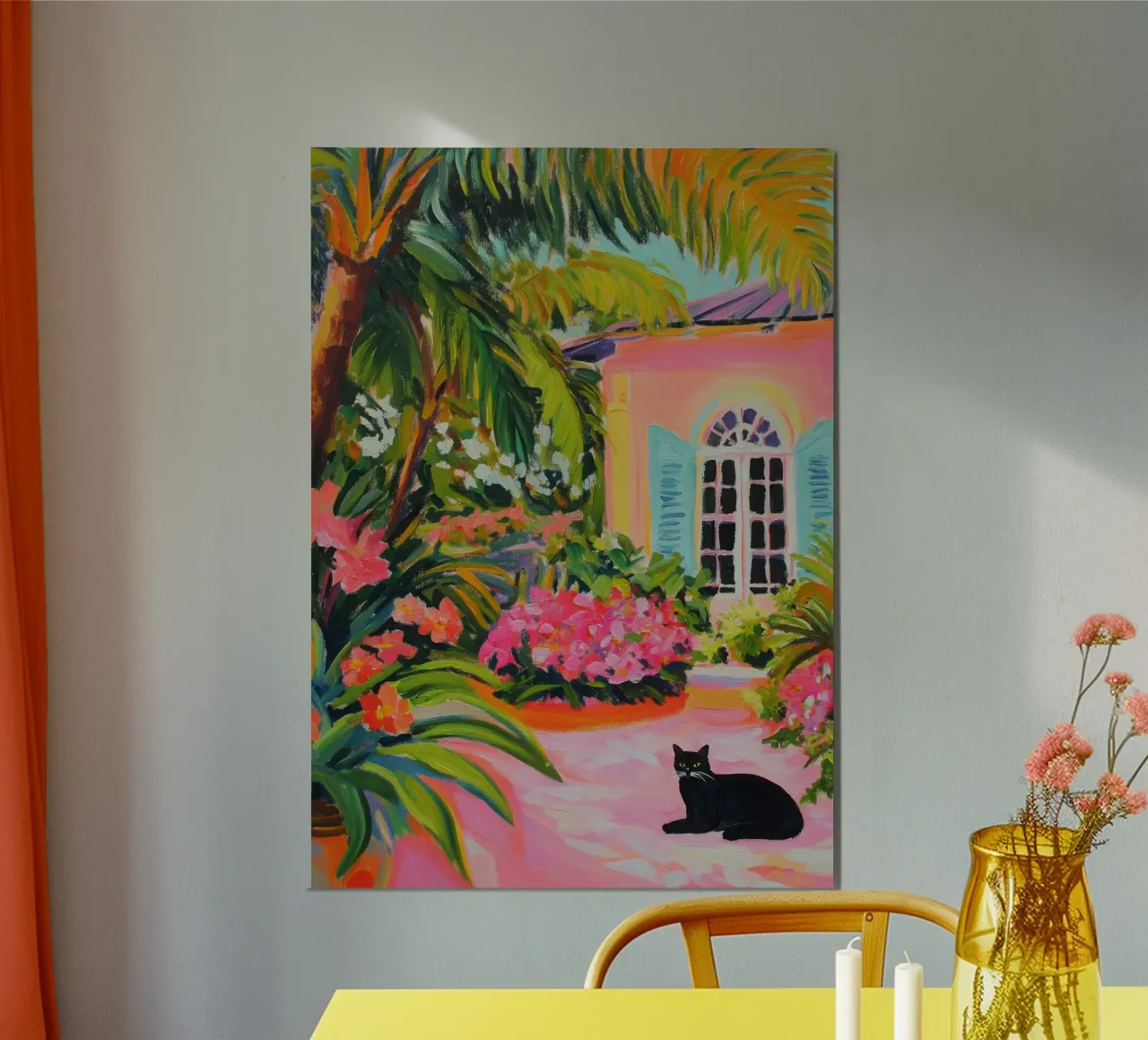 Gatto nero nel giardino di Key West - Gouache carta hahnemühle da Euphoria Theresa
