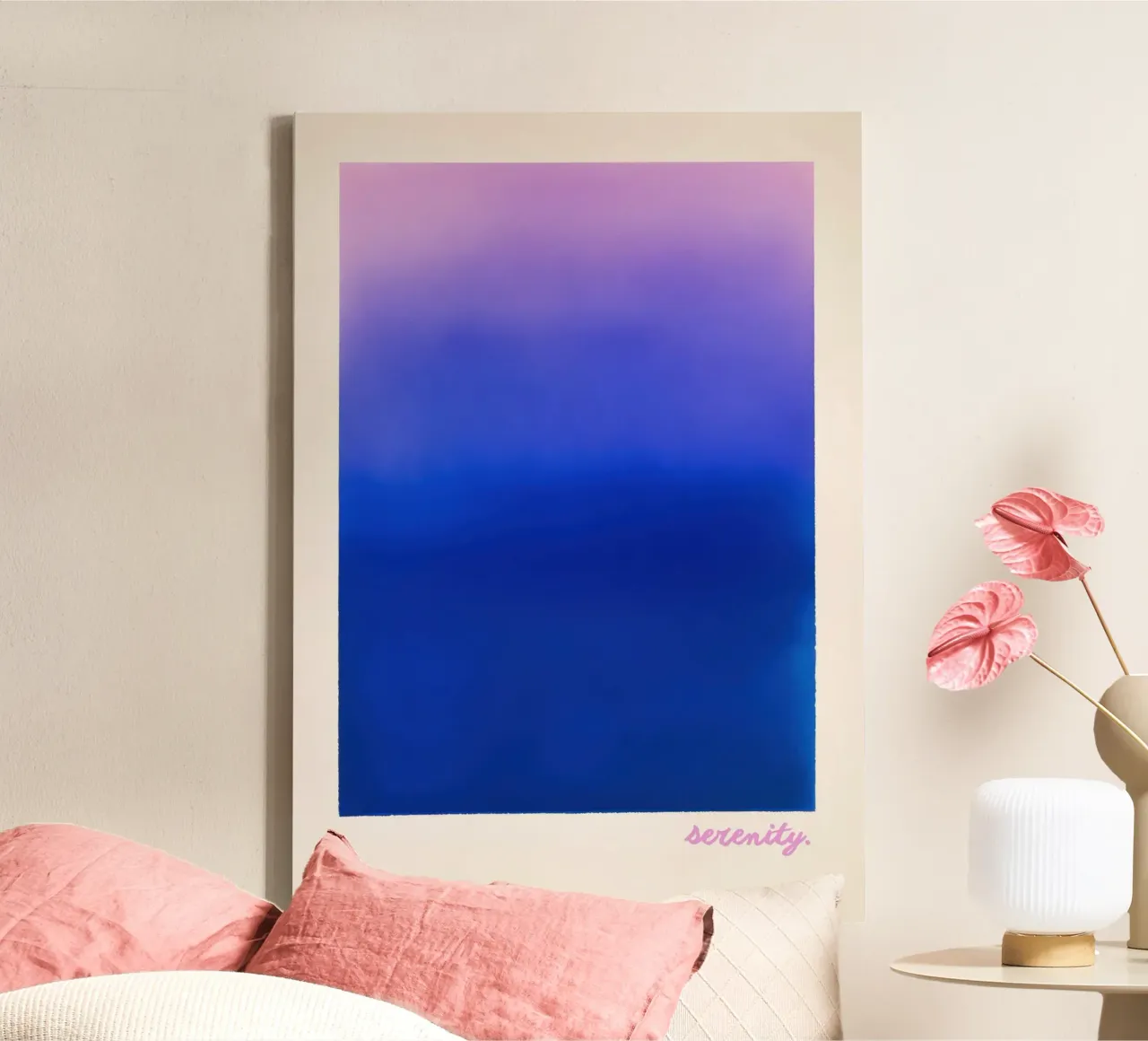 Litho "Serenity" met kleurverloop canvas met Baklijst van Euphoria Theresa