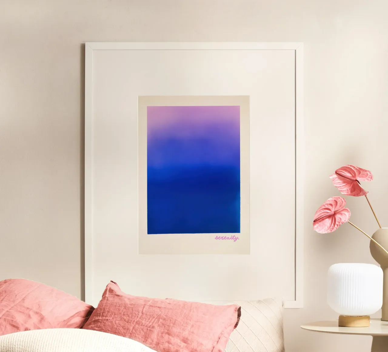 Litografia "Serenity" con sfumatura di colore poster con telaio in plastica da Euphoria Theresa