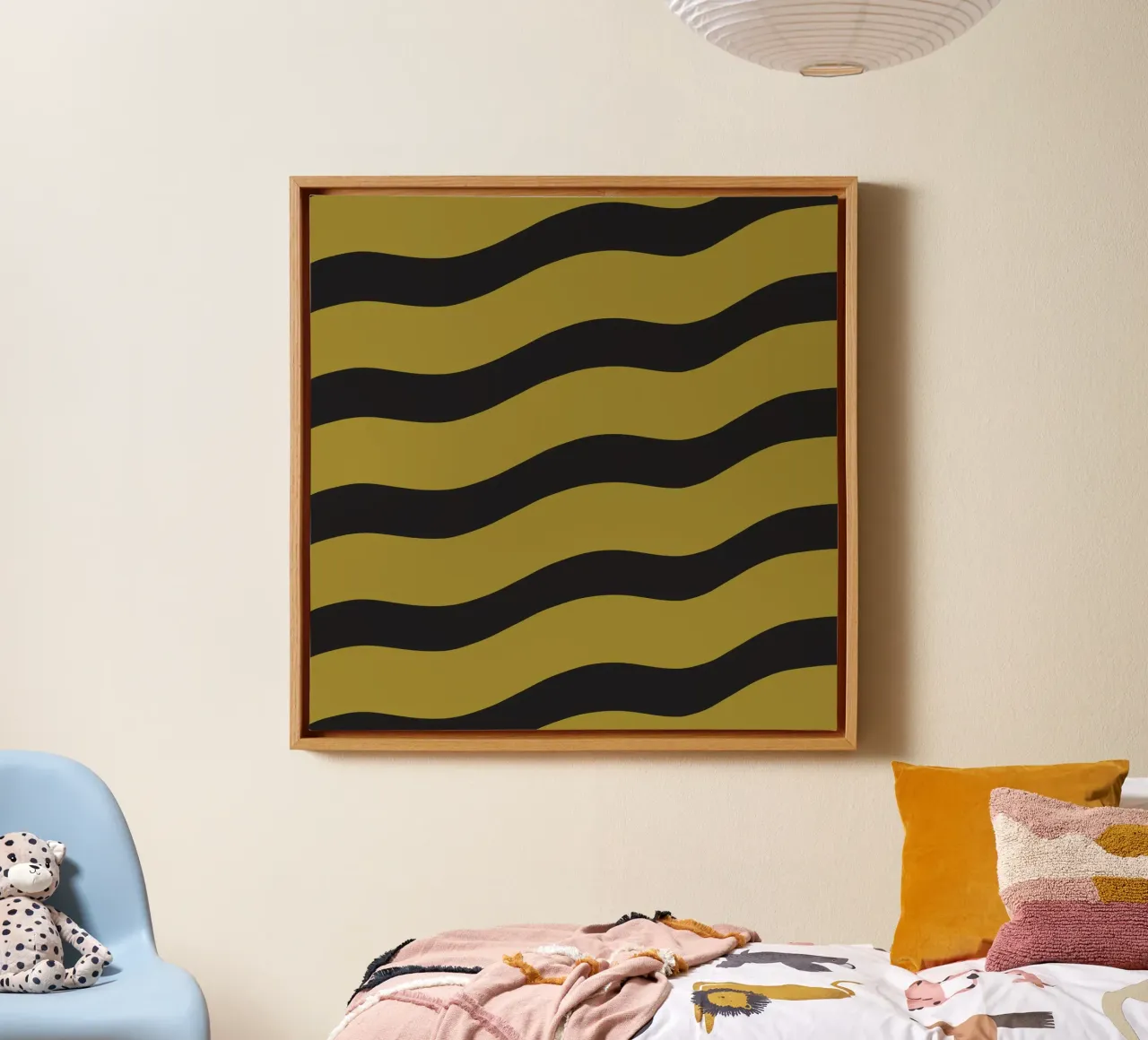 Waves pattern 27 canvas with Floater frame by Little Dean