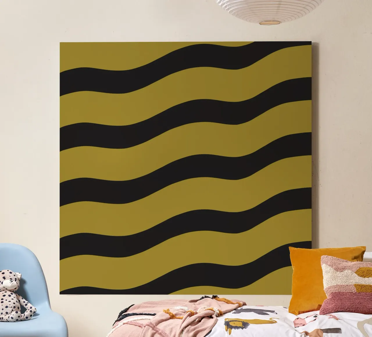 Waves pattern 27 canvas with Floater frame by Little Dean