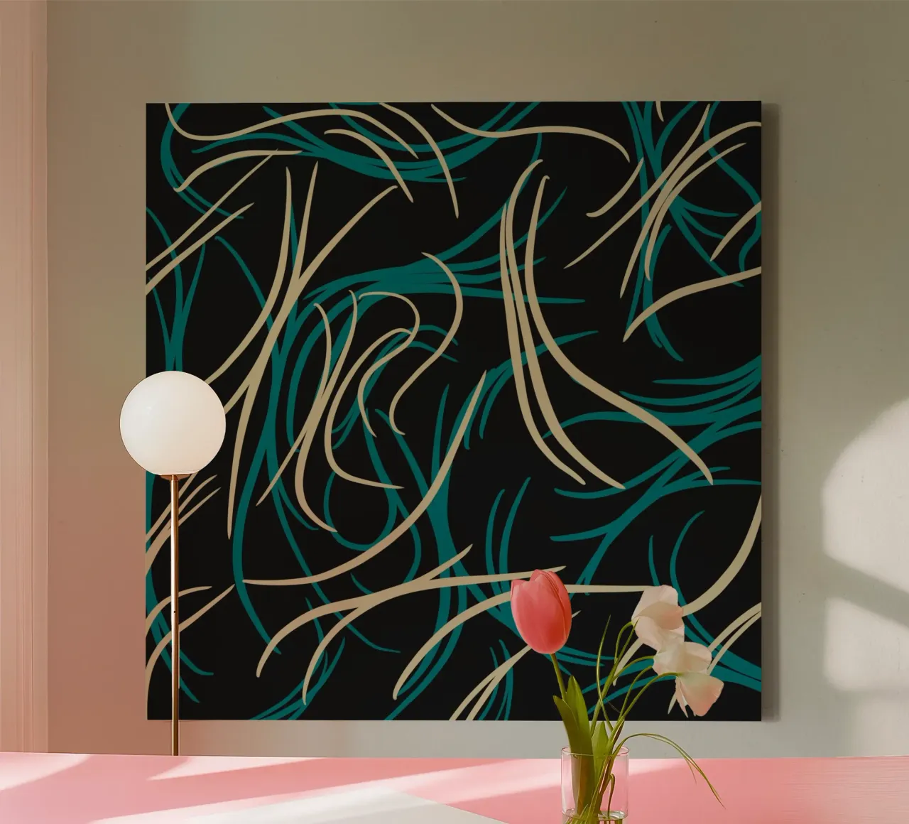 Vloeiend ontwerp 07 canvas met Baklijst van Little Dean
