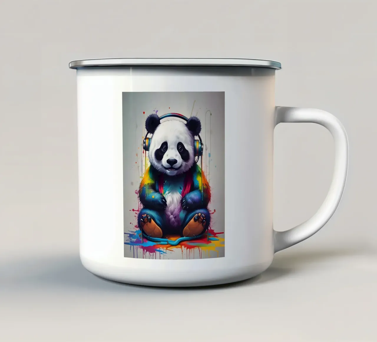 Baby panda in cuffia tazza in smalto da MakArena