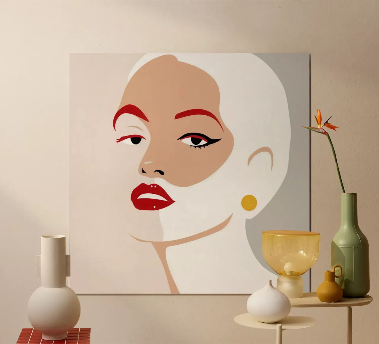 Fiducia nelle labbra cremisi poster con telaio in legno da Scaller Stars