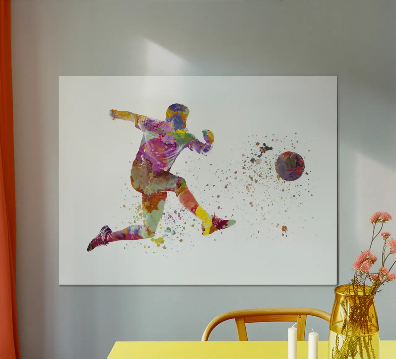 Giocatore di calcio ad acquerello poster con telaio in plastica da ⚽ Sports Pulse