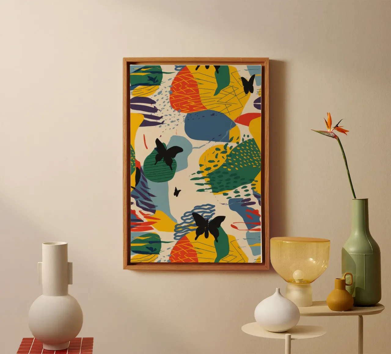 Abstracte volière Jive canvas met Baklijst van Scaller Stars