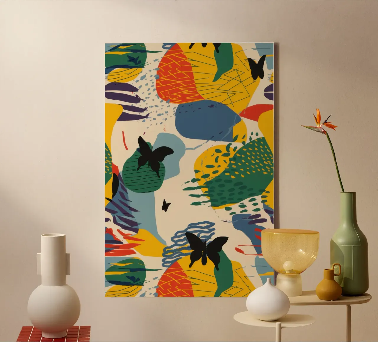 Abstracte volière Jive canvas met Baklijst van Scaller Stars