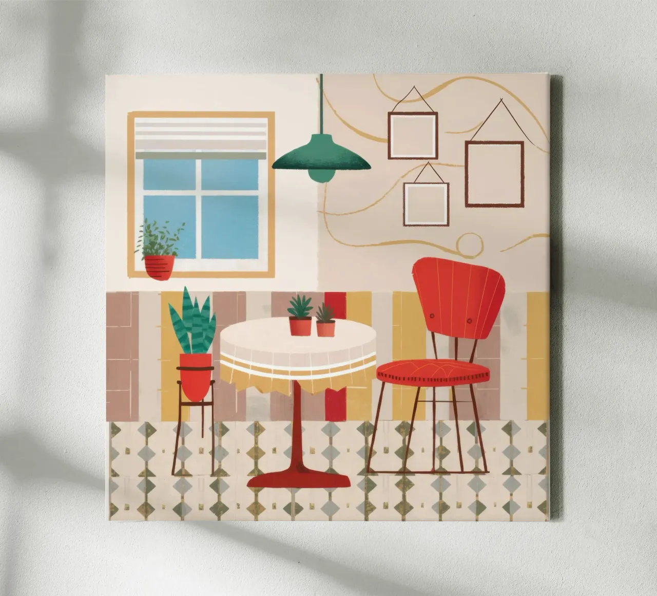 Rustige caféhoek canvas met Baklijst van Nova Glaze